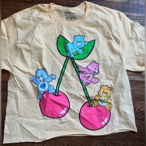 100% Cotton Care Bears Cherry Neutral Yellow Cropped Tee Size Medium